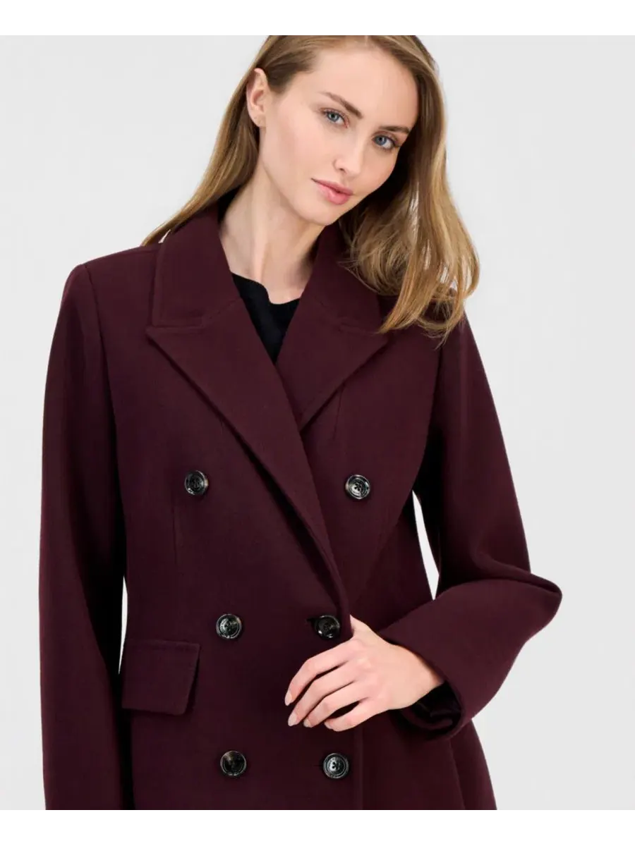 Пальто-тренч женское двубортное с лацканами Anne Klein — изображение 3 из 3, фиолетовый
