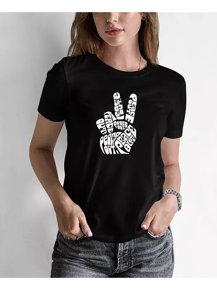 Женская футболка Word Art Peace Out LA Pop Art — изображение 1 из 3, черный