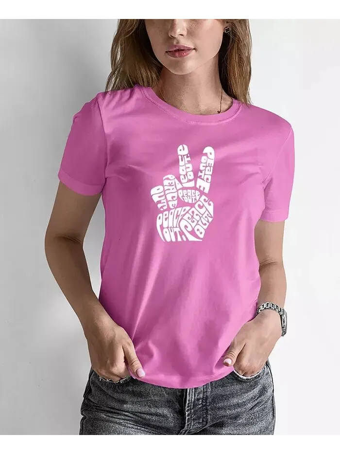 Женская футболка Word Art Peace Out LA Pop Art — изображение 1 из 2, розовый