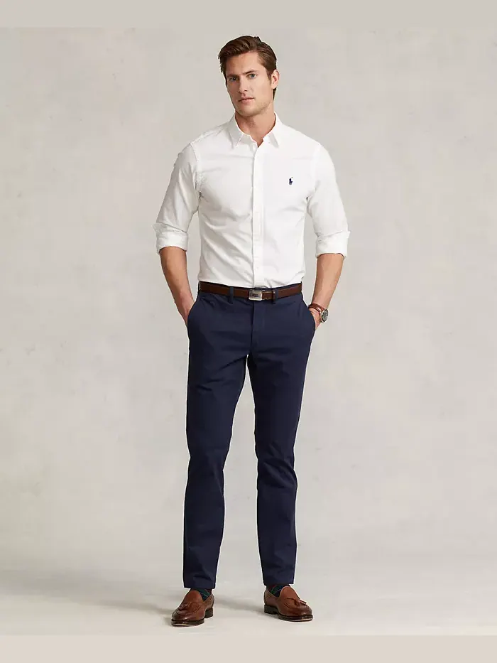 Мужские прямые брюки чинос с эластичной тканью Polo Ralph Lauren — изображение 2 из 5, чернильный