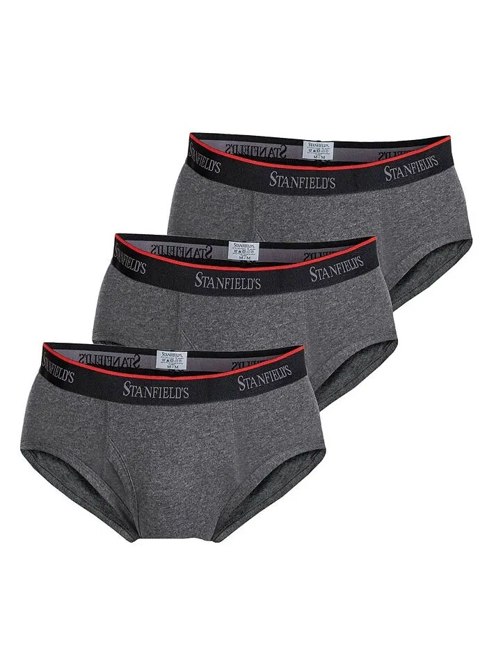 Мужские трусы из хлопкового стрейча, комплект из 3 трусов Stanfield's — серый
