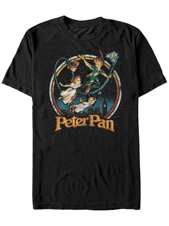 Мужская футболка Disney Peter Pan Group London Flyin с коротким рукавом Fifth Sun — изображение 1 из 1, черный