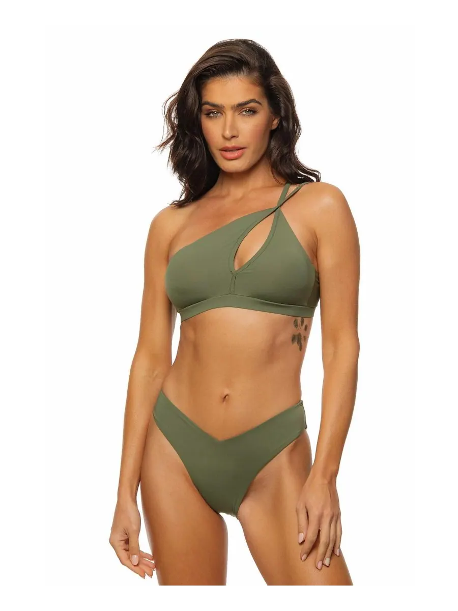 Классические плавки бикини с V-образным вырезом спереди для женщин Guria Beachwear — изображение 3 из 3, оливковый зеленый