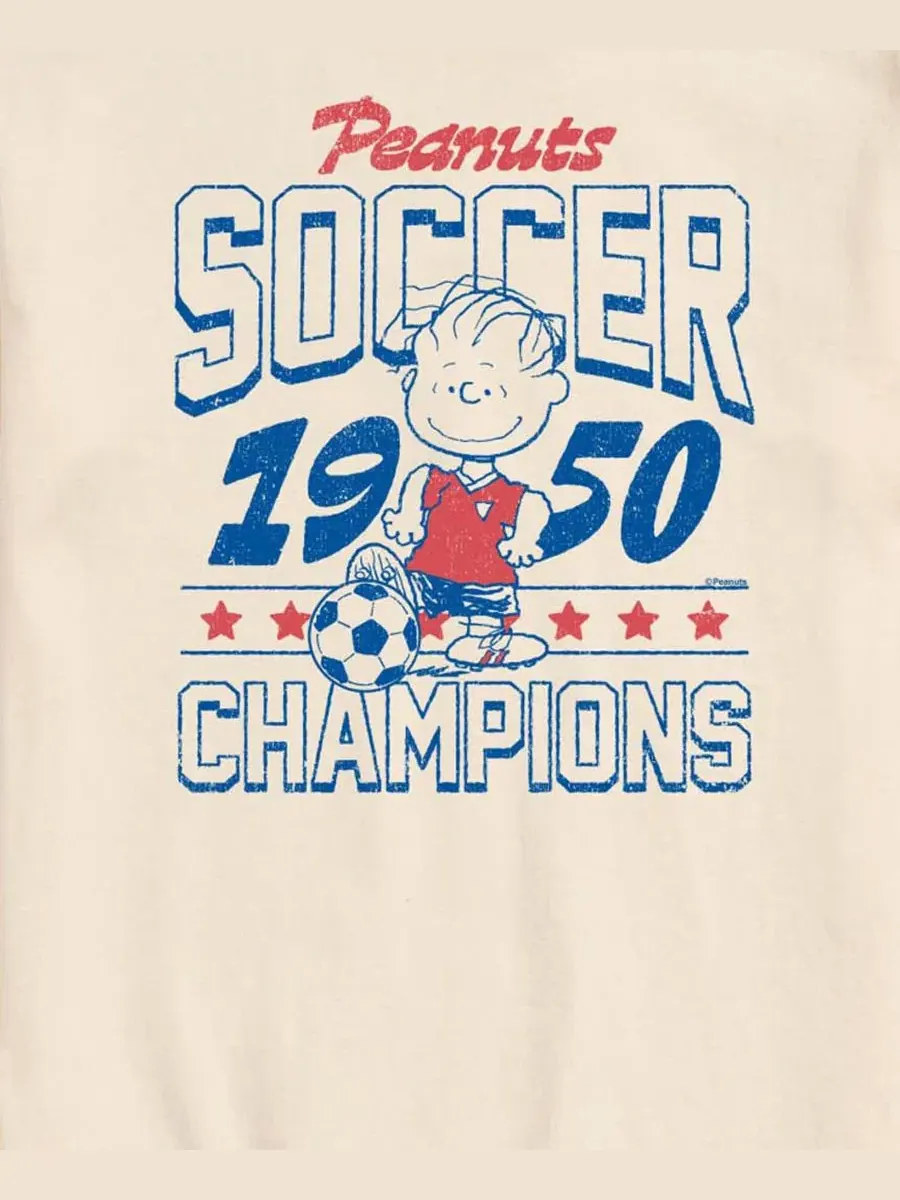 Мужская футболка с коротким рукавом и графическим принтом "Peanuts Linus Soccer" Airwaves — изображение 3 из 3, бежевый