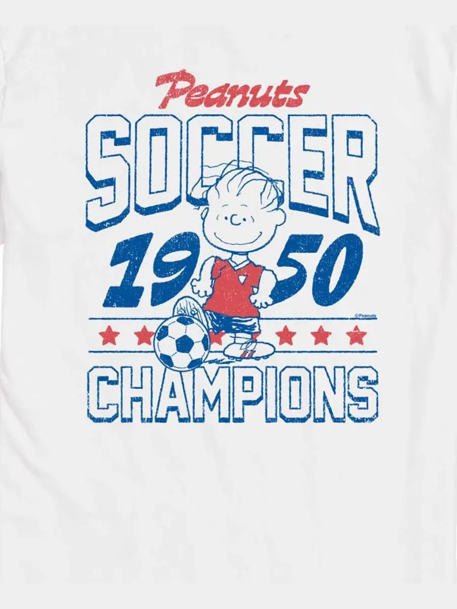 Мужская футболка с коротким рукавом и графическим принтом "Peanuts Linus Soccer" Airwaves — изображение 3 из 3, белый