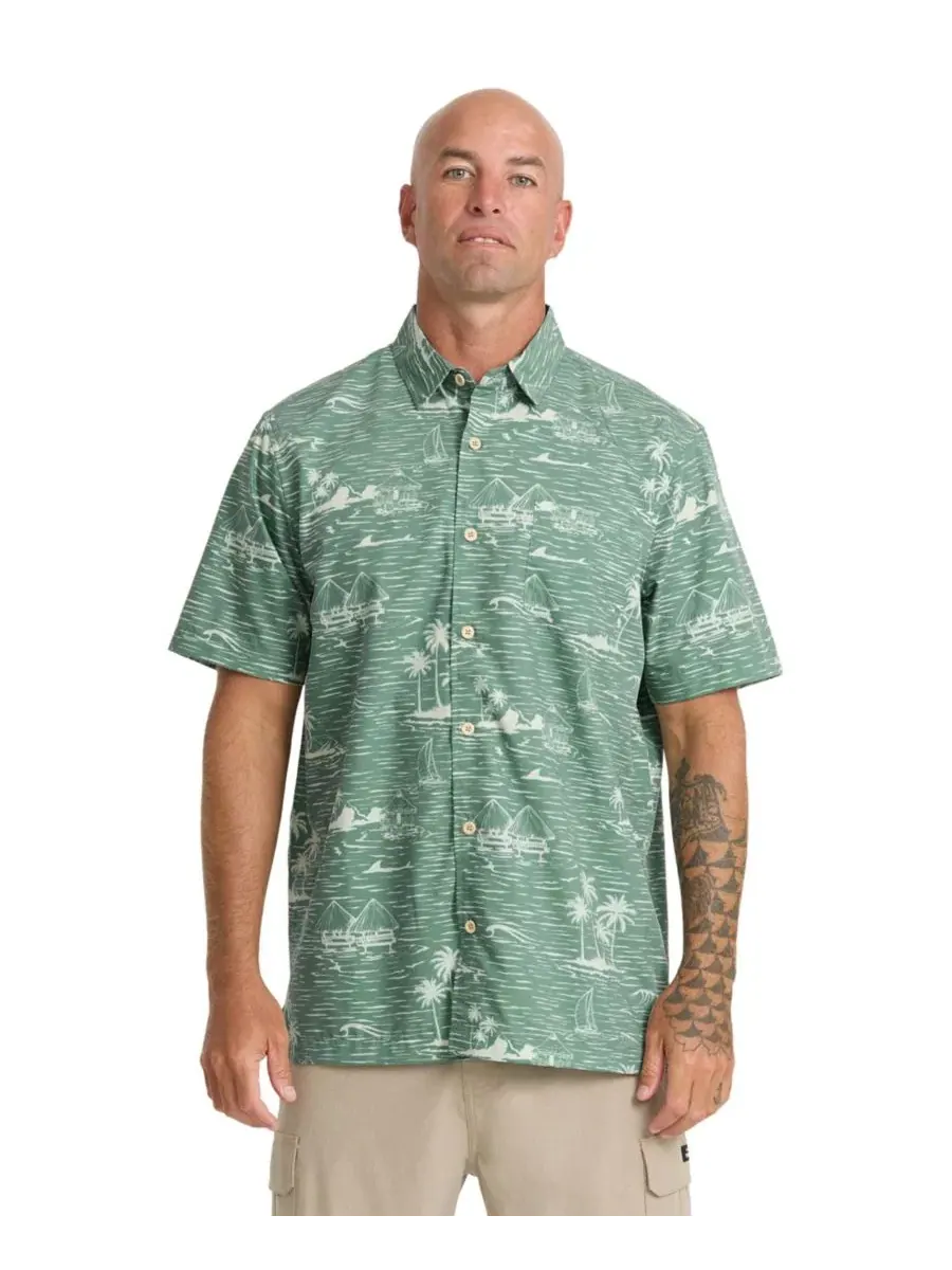 Мужская рубашка Quiksilver с воротником лазурного цвета Quiksilver Waterman — изображение 1 из 4, кувшинка
