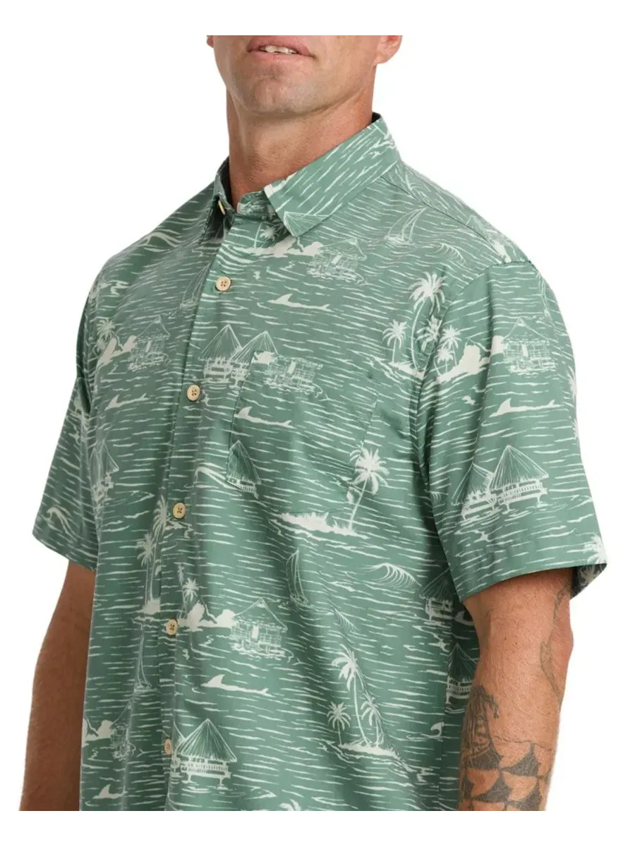 Мужская рубашка Quiksilver с воротником лазурного цвета Quiksilver Waterman — изображение 3 из 4, кувшинка