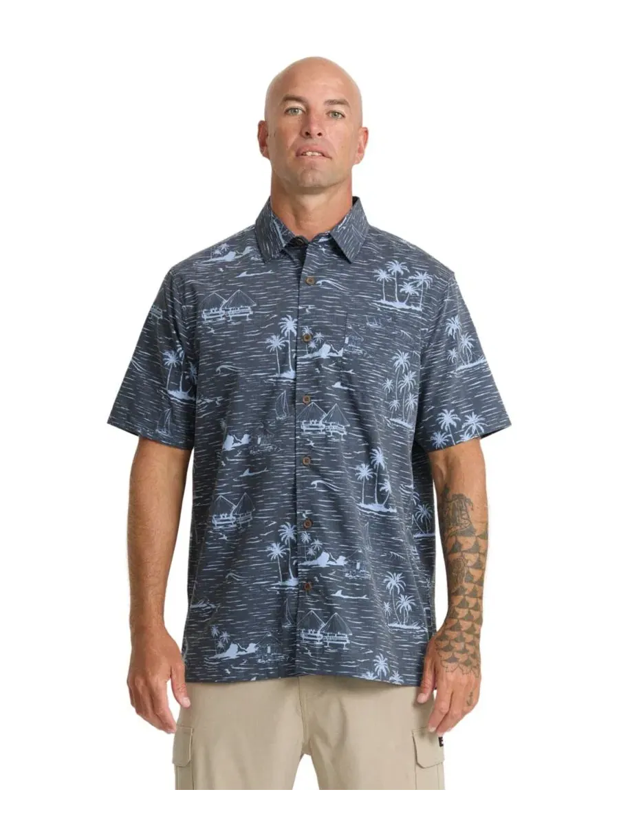 Мужская рубашка Quiksilver с воротником лазурного цвета Quiksilver Waterman — изображение 1 из 4