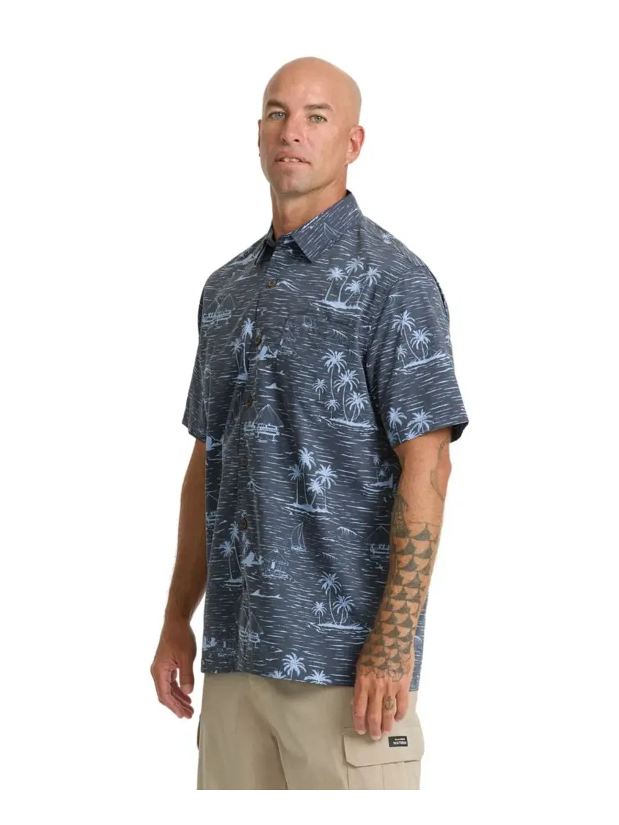 Мужская рубашка Quiksilver с воротником лазурного цвета Quiksilver Waterman — изображение 2 из 4