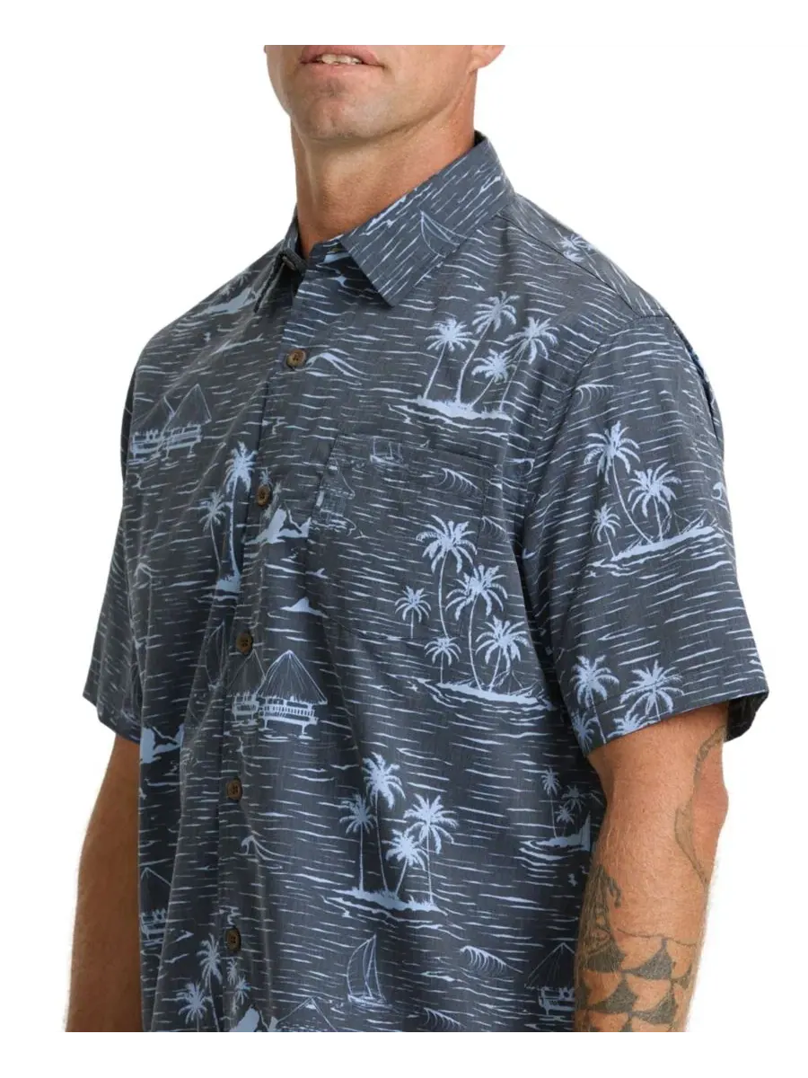 Мужская рубашка Quiksilver с воротником лазурного цвета Quiksilver Waterman — изображение 3 из 4