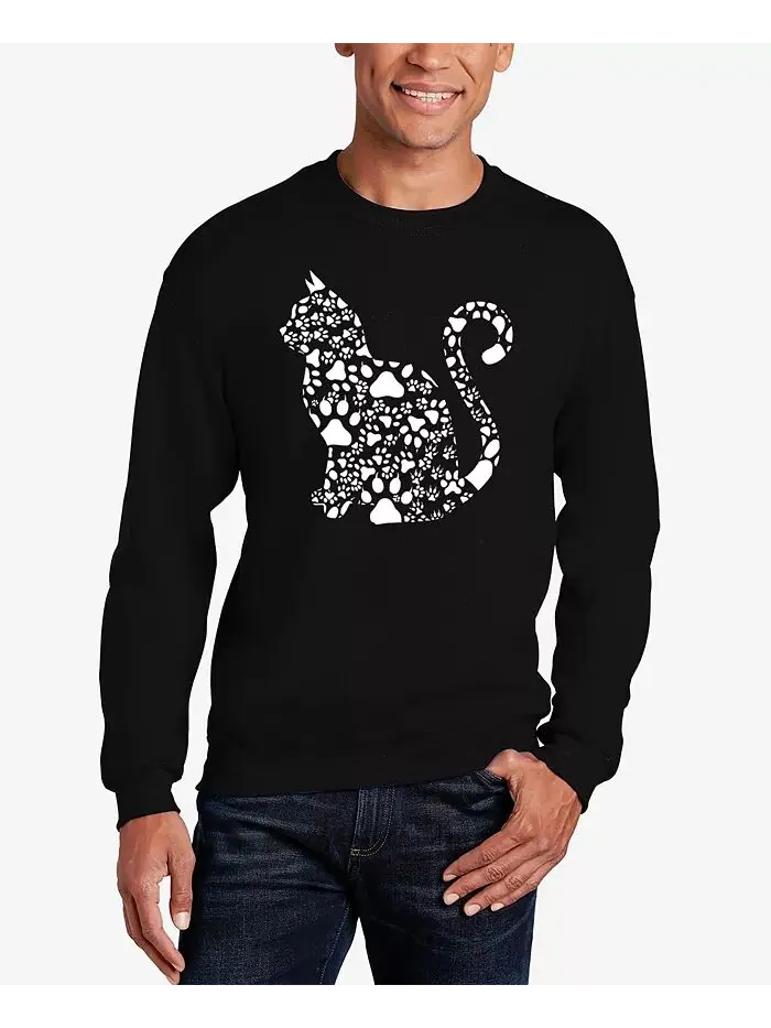 Cat Claws - Мужская толстовка с круглым вырезом Word Art LA Pop Art — изображение 1 из 5, черный