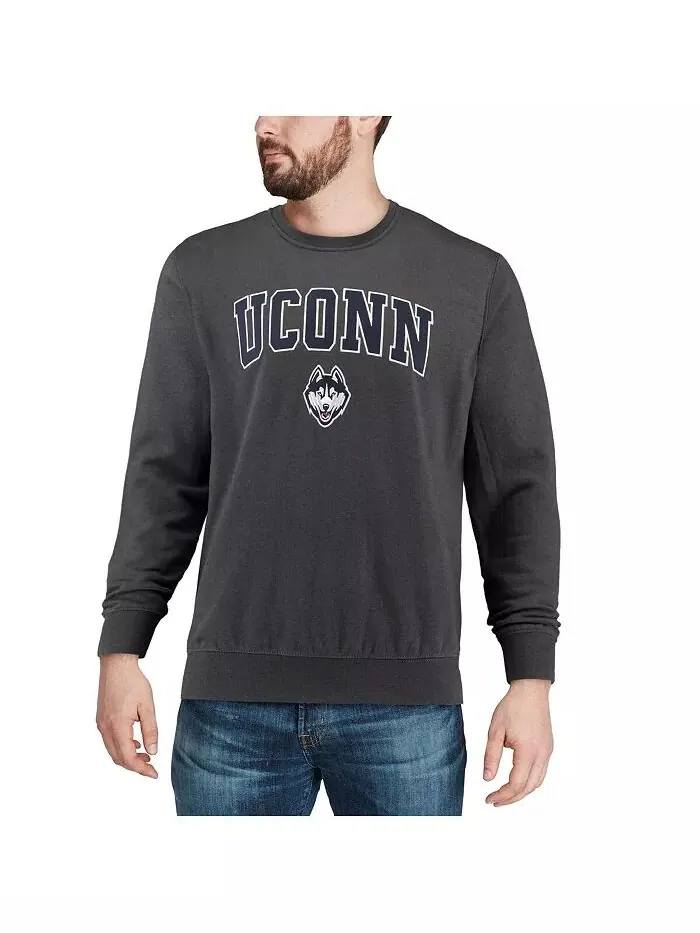 Мужская толстовка UConn Huskies Arch and Logo с круглым вырезом Colosseum — изображение 4 из 7, темно-серый