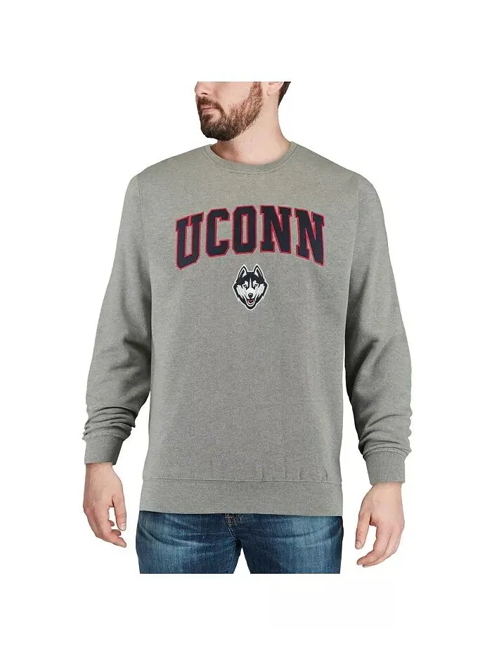 Мужская толстовка UConn Huskies Arch and Logo с круглым вырезом Colosseum — изображение 7 из 7, темно-серый