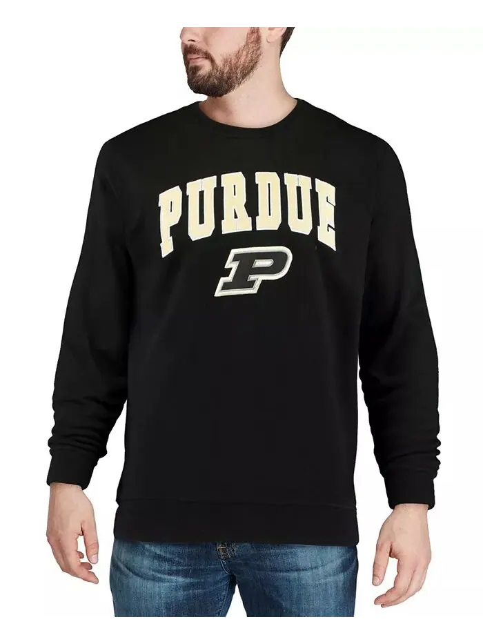 Мужская толстовка Purdue Boilermakers Arch & Logo с круглым вырезом Colosseum — изображение 4 из 7, черный