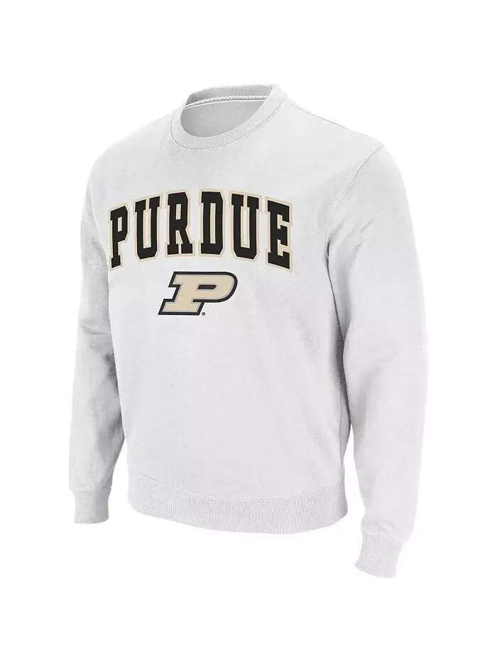 Мужская толстовка Purdue Boilermakers Arch & Logo с круглым вырезом Colosseum — изображение 2 из 7, белый