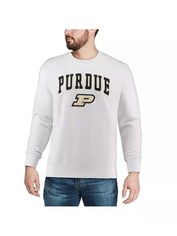 Мужская толстовка Purdue Boilermakers Arch & Logo с круглым вырезом Colosseum — изображение 4 из 7, белый