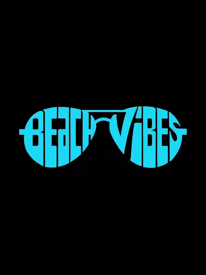 Мужская футболка с принтом Beach Vibes Word Art LA Pop Art — изображение 3 из 3, черный