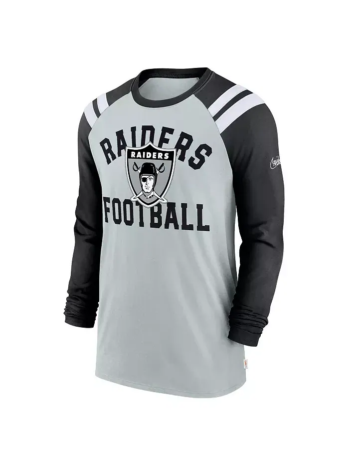 Мужская футболка с длинным рукавом Las Vegas Raiders Classic Arc Raglan Tri-Blend — изображение 2 из 3, серебристый