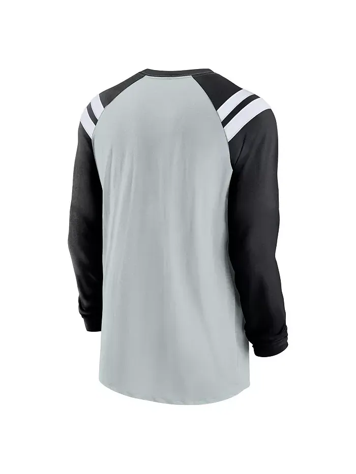 Мужская футболка с длинным рукавом Las Vegas Raiders Classic Arc Raglan Tri-Blend — изображение 3 из 3, серебристый