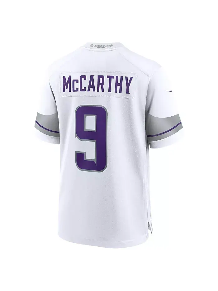 Мужская альтернативная игровая футболка J.J. McCarthy Minnesota Vikings Nike — изображение 4 из 5, белый темно-синий