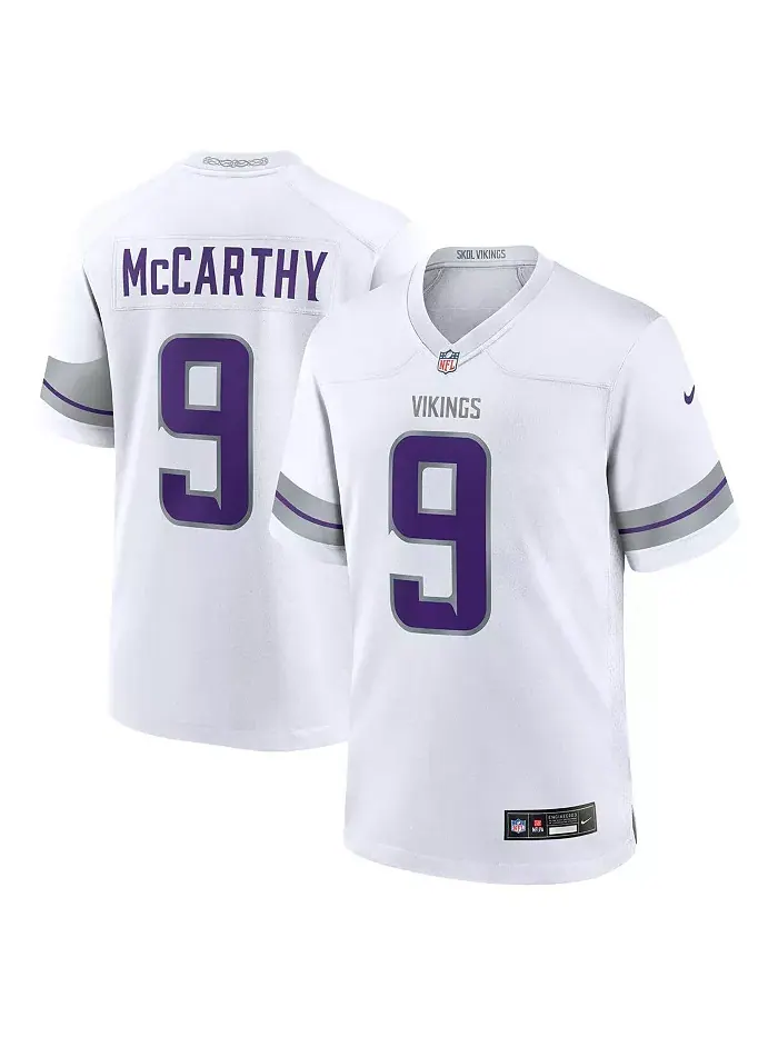 Мужская альтернативная игровая футболка J.J. McCarthy Minnesota Vikings Nike — изображение 1 из 3, белый
