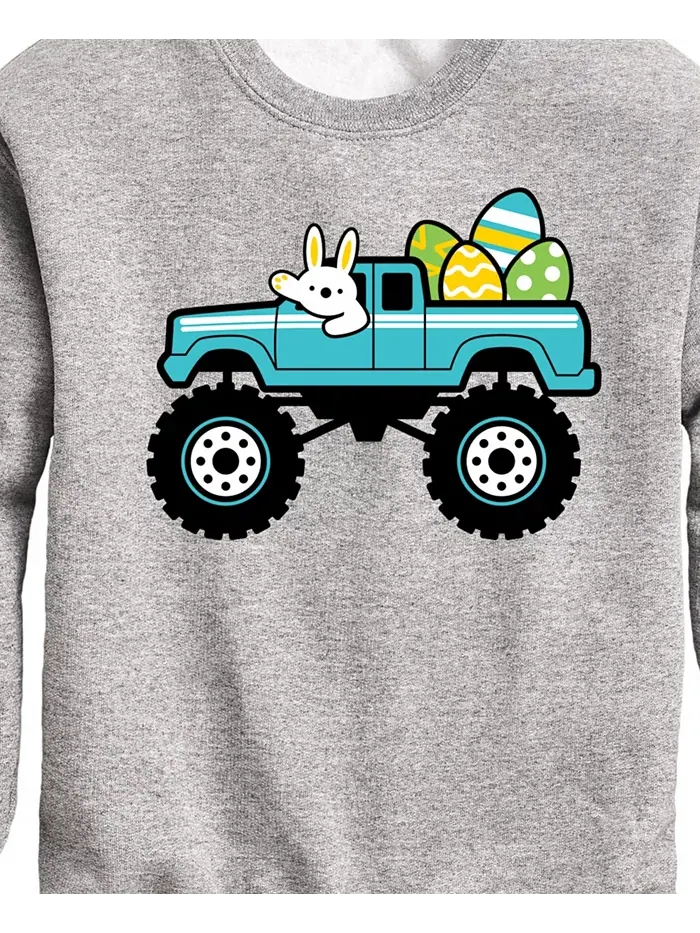 Флисовая толстовка с принтом "Easter Bunny Monster Truck" для мальчиков старшего возраста Hybrid — изображение 3 из 3, серый