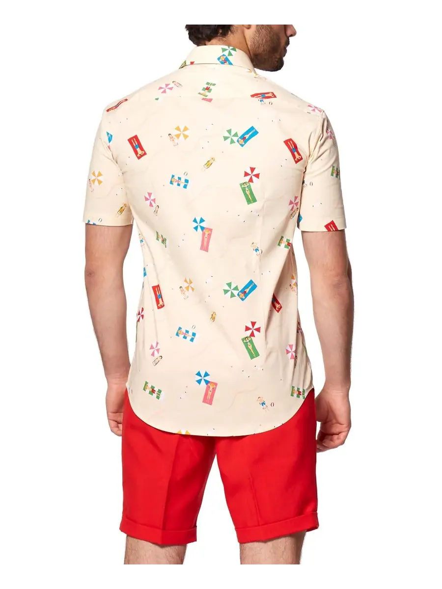 OppoSuits Пляжная рубашка больших размеров - Рубашка с короткими рукавами и пуговицами — изображение 2 из 4, светлый бежевый