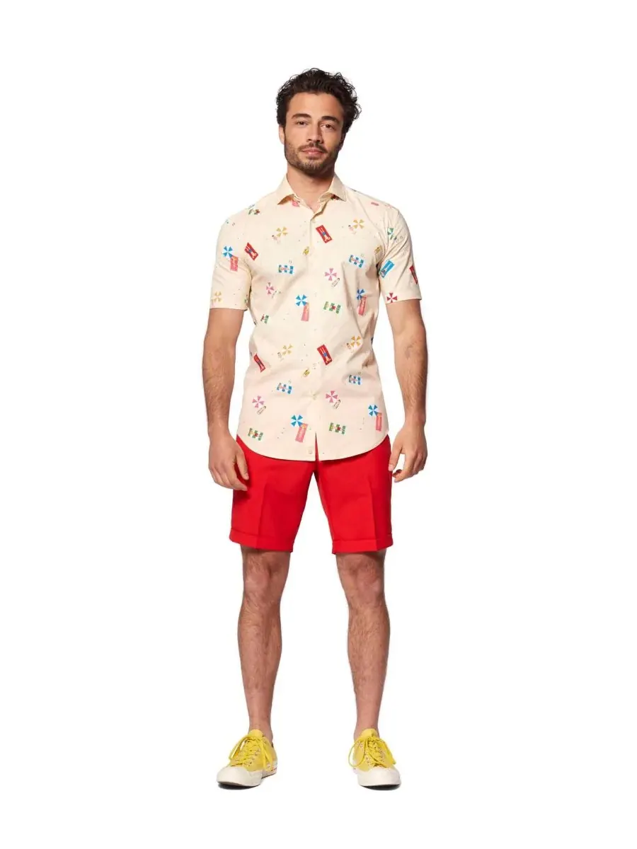OppoSuits Пляжная рубашка больших размеров - Рубашка с короткими рукавами и пуговицами — изображение 4 из 4, светлый бежевый