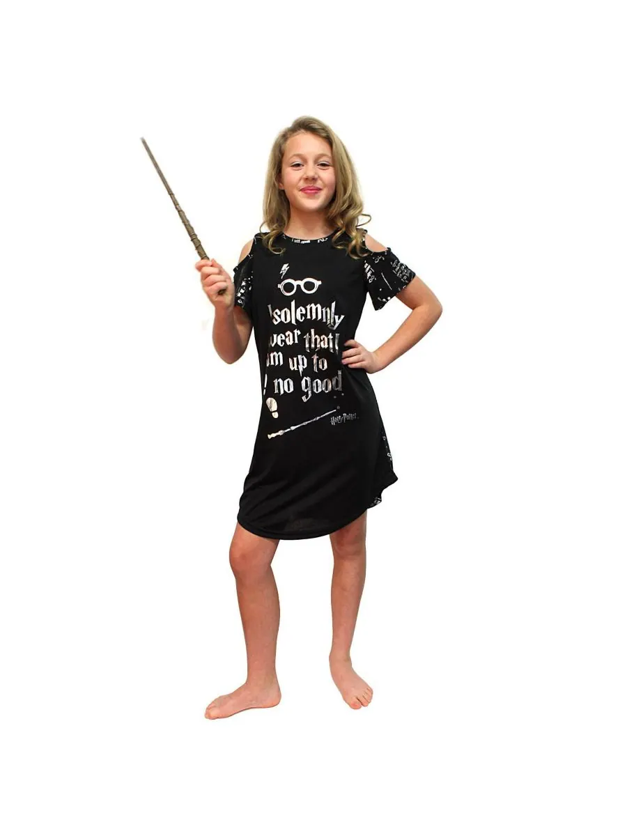 Детская ночная рубашка-пижама Intimo Girls' "Solemnly Swear" с открытыми плечами Harry Potter — 1