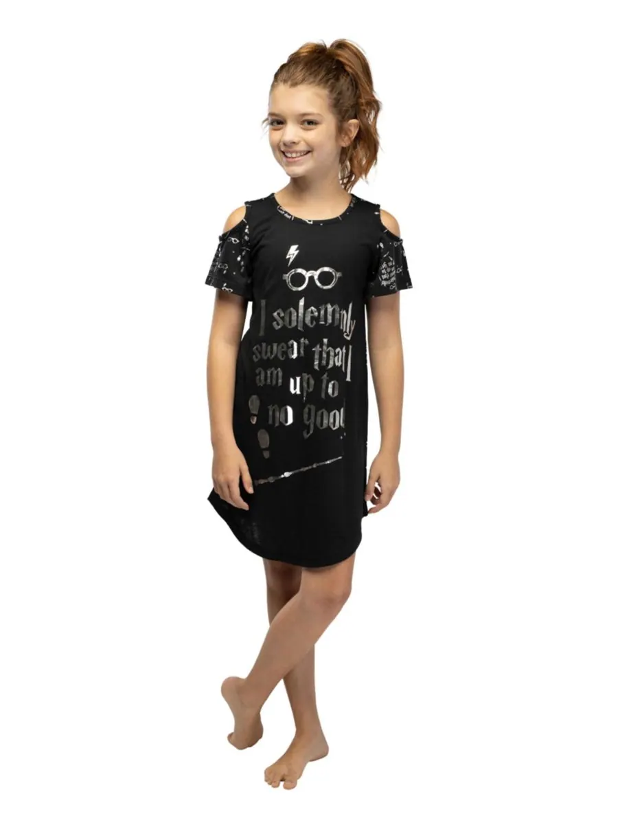 Детская ночная рубашка-пижама Intimo Girls' "Solemnly Swear" с открытыми плечами Harry Potter — 3