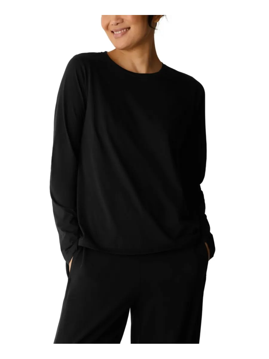 Женская блузка с круглым вырезом и длинными рукавами Eileen Fisher — изображение 1 из 4, черный