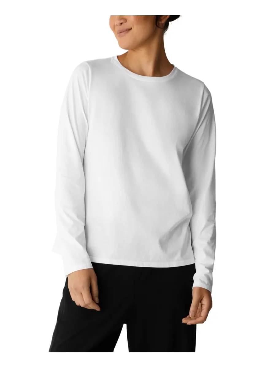 Женская блузка с круглым вырезом и длинными рукавами Eileen Fisher — изображение 1 из 4, белый