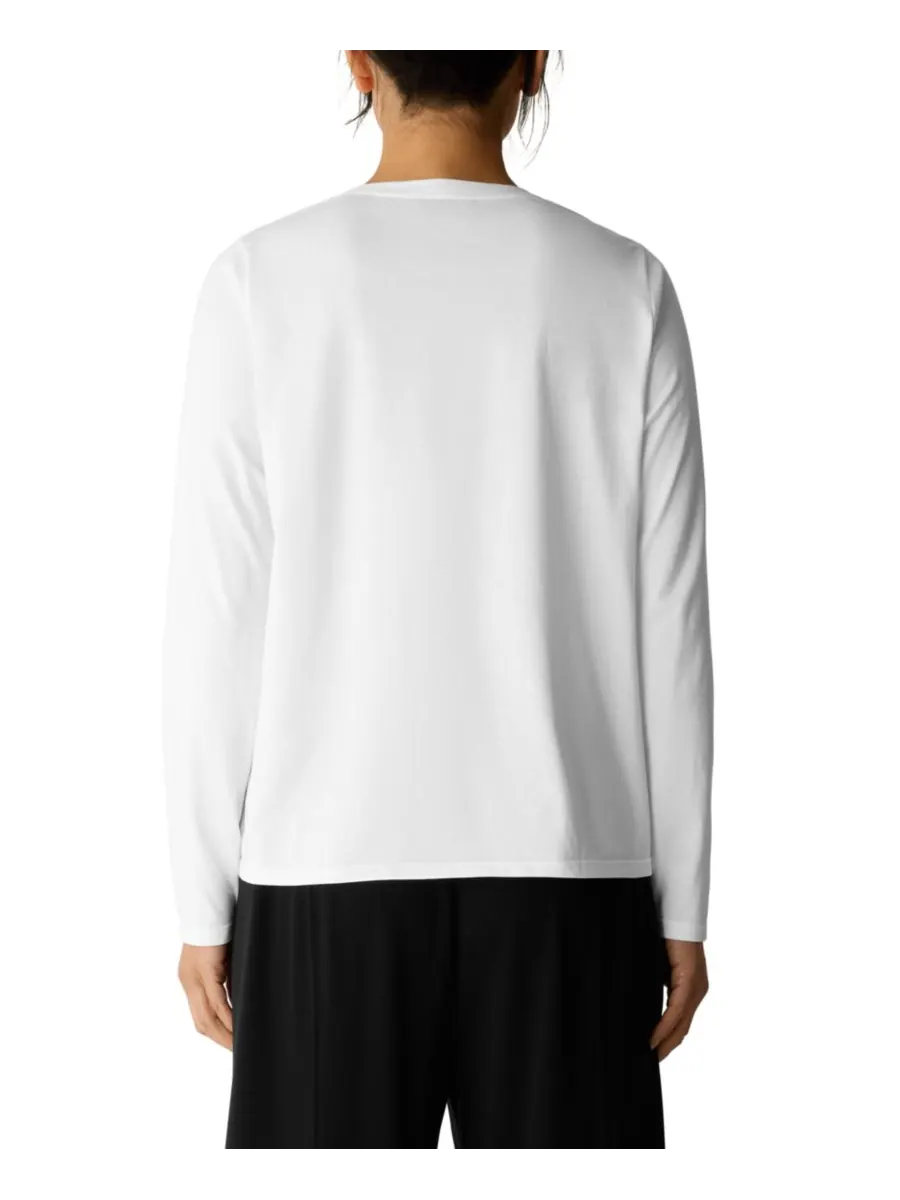 Женская блузка с круглым вырезом и длинными рукавами Eileen Fisher — изображение 4 из 4, белый