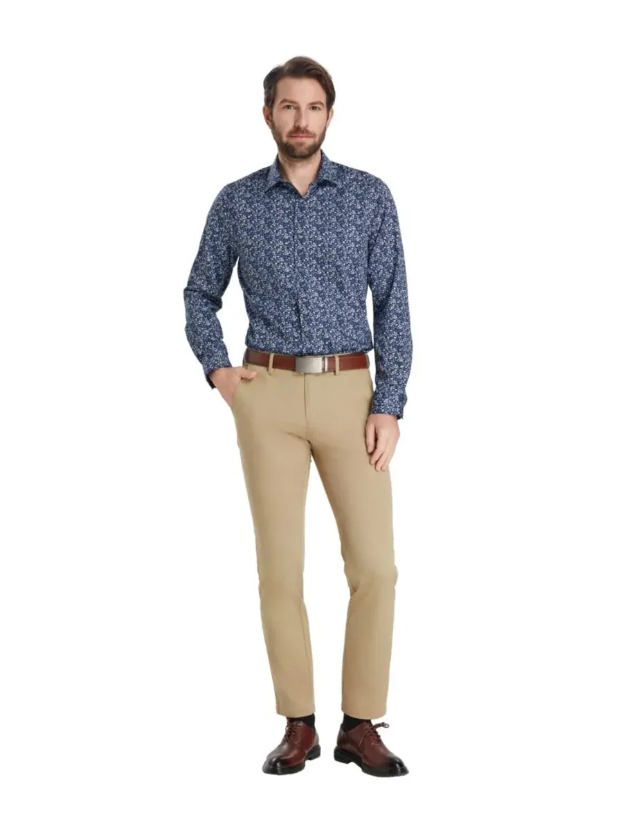 Мужская классическая рубашка Slim Fit с принтом Pencil Floral Bar III — изображение 2 из 9, синий