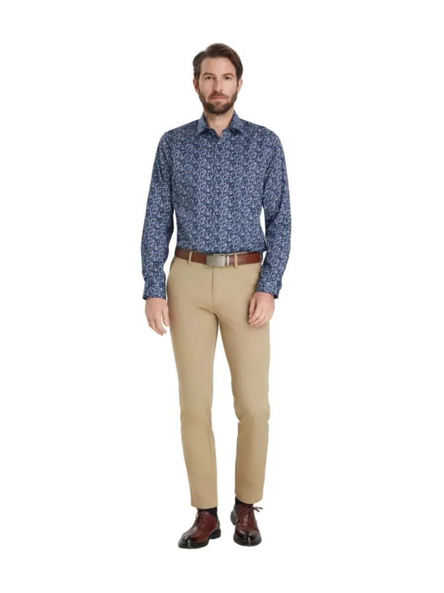 Мужская классическая рубашка Slim Fit с принтом Pencil Floral Bar III — изображение 9 из 9, синий