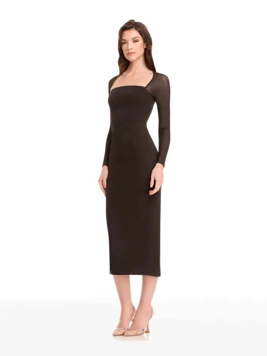 Женское бальное платье Maxine с длинными рукавами Dress the Population — коричневый