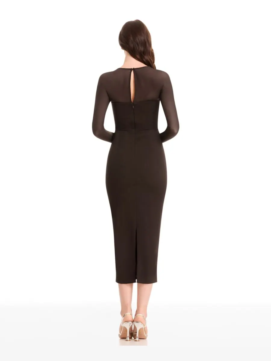 Женское бальное платье Maxine с длинными рукавами Dress the Population — изображение 3 из 3, коричневый