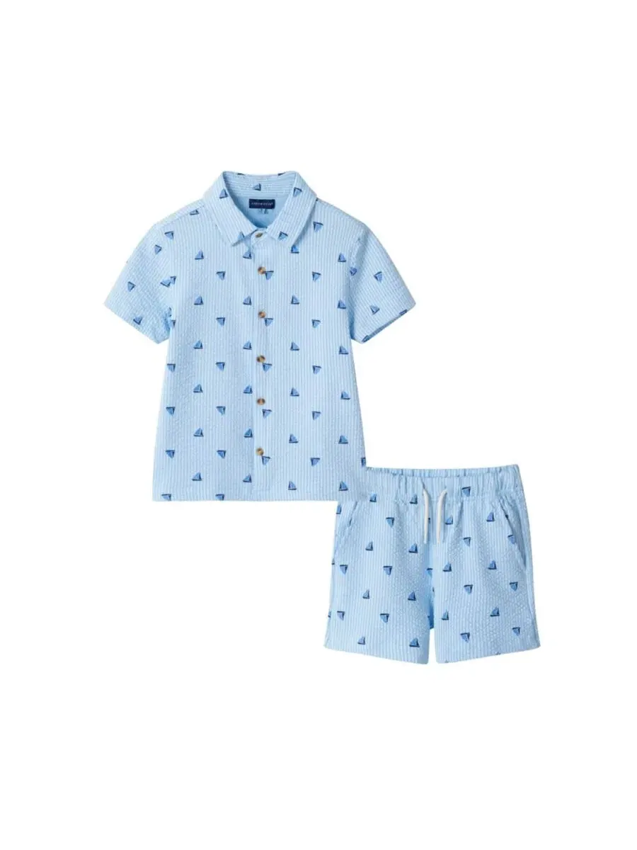 Детский комплект для мальчиков: рубашка на пуговицах и шорты в стиле парусника Andy & Evan