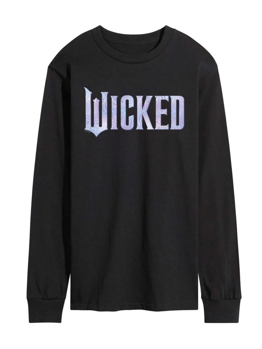 Мужская футболка с длинными рукавами Wicked Part 2 с графическим принтом и блестящим логотипом — изображение 1 из 3, черный