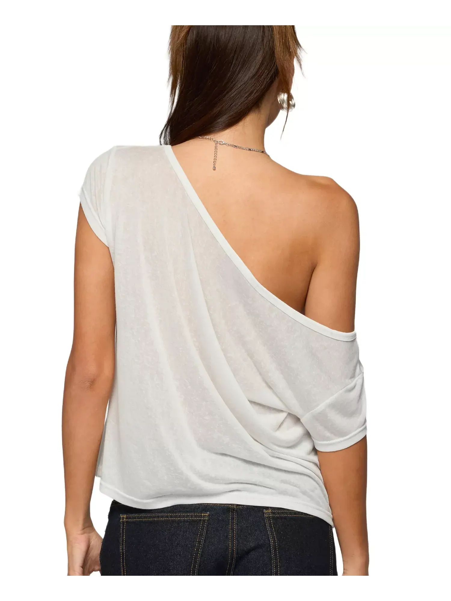 Футболка Edikted Amora Off Shoulder Sheer — изображение 2 из 5, белый