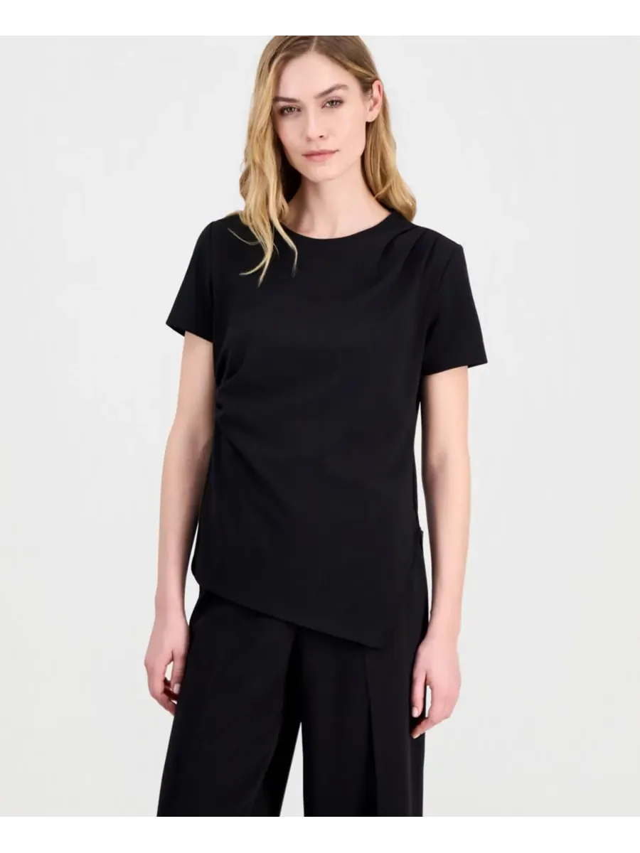 Женская блузка с короткими рукавами и драпировкой спереди Anne Klein