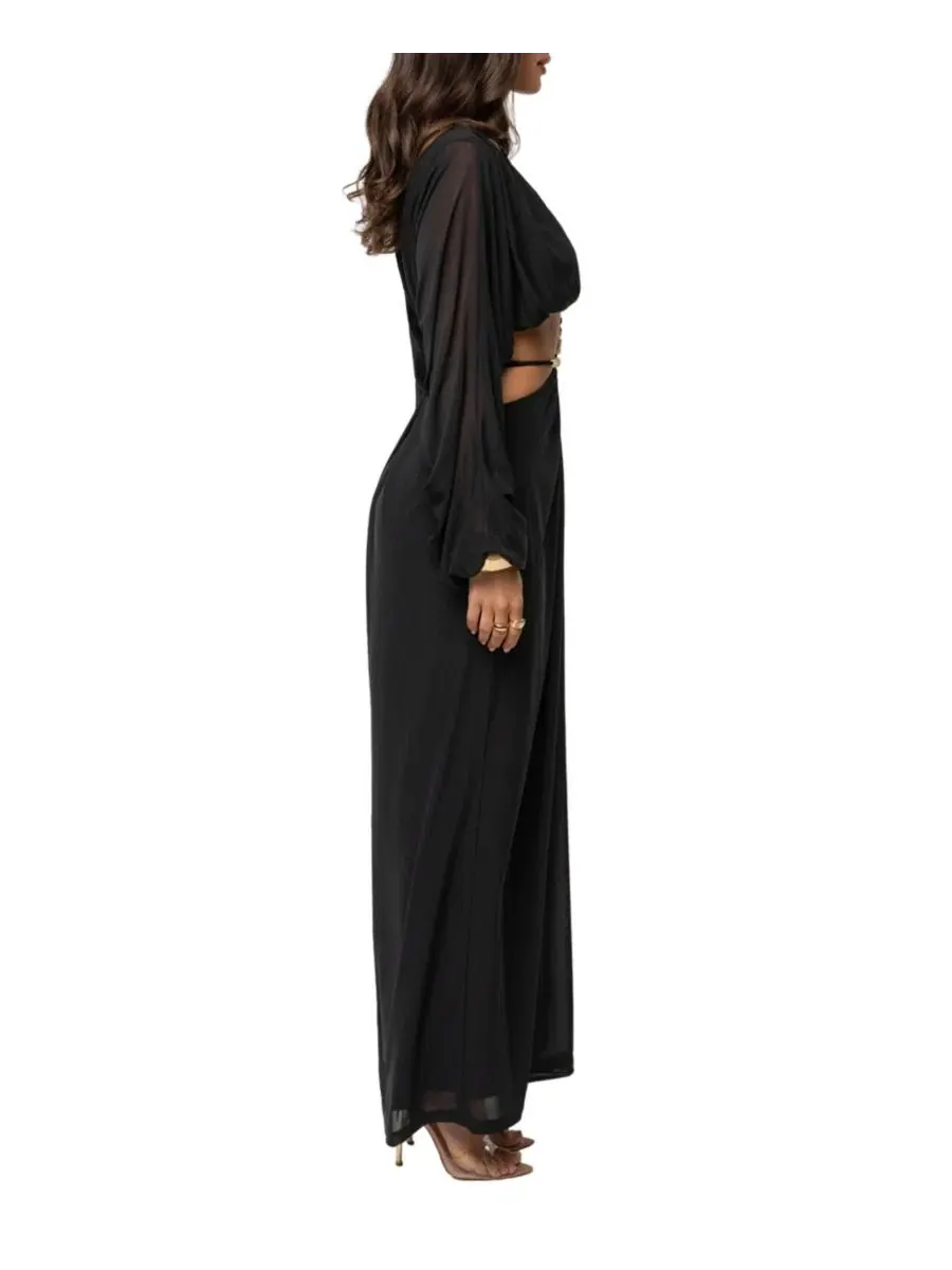 Макси-юбка с драпировкой Hera Draped Maxi Skirt JLUXLABEL — изображение 3 из 11, черный