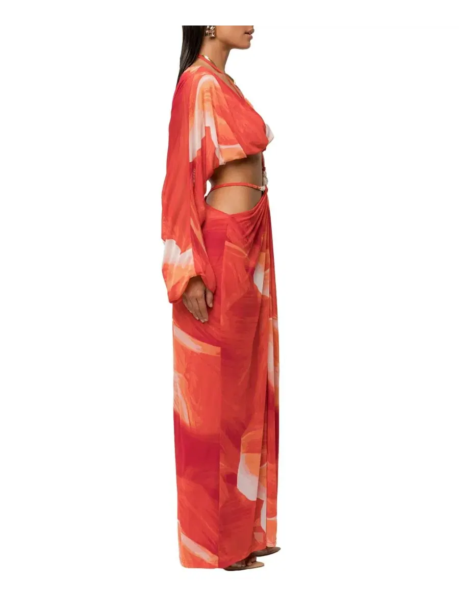 Юбка макси с драпировкой Hera Draped Maxi Skirt JLUXLABEL — изображение 7 из 7, красный