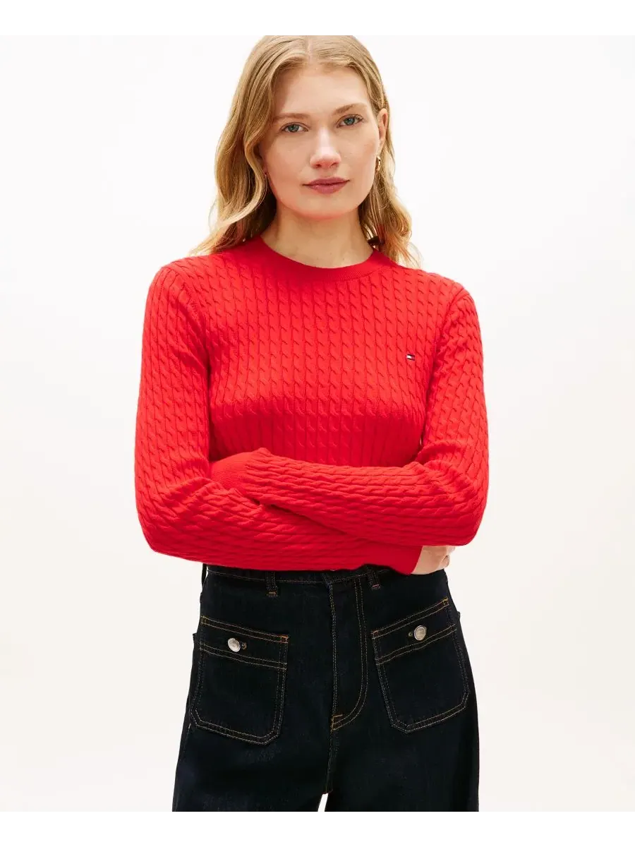 Женская блузка с круглым вырезом и мелким косным узором Tommy Hilfiger, Fireworks