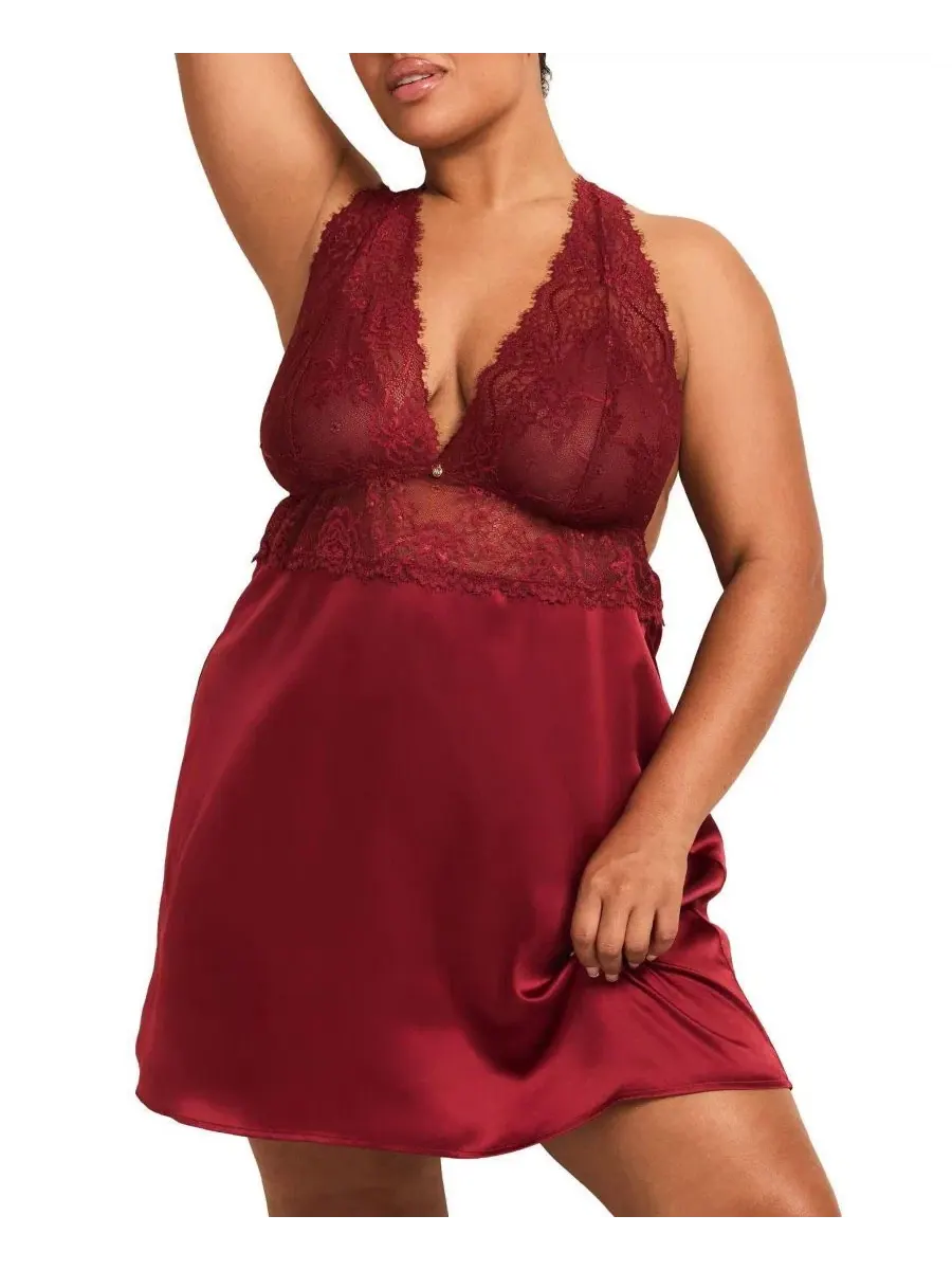 Комбинация Galilea Women's Plus-Size Slip Adore Me — изображение 3 из 5, темный красный