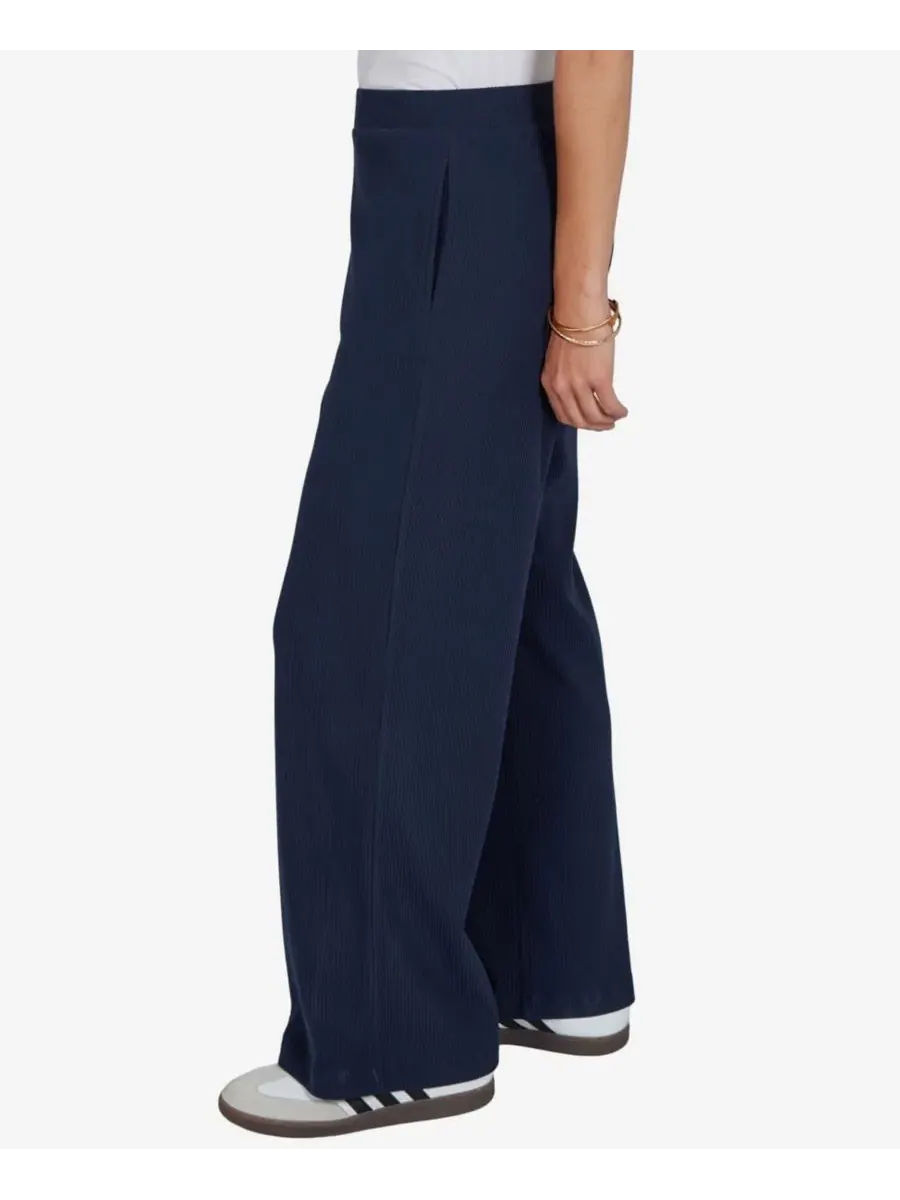Брюки широкие с ребристой текстурой, модель Petite Wide-Leg Pull-On Ribbed Pants Ruby Rd. — изображение 3 из 5, темно-синий