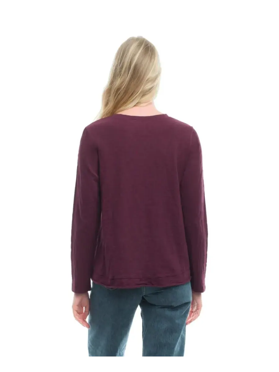 Женская футболка свободного кроя из комбинированных тканей WILT Clothing, темно-fig — изображение 2 из 4, фиолетовый