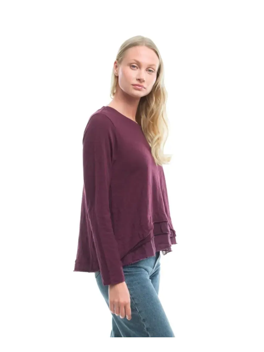 Женская футболка свободного кроя из комбинированных тканей WILT Clothing, темно-fig — изображение 3 из 4, фиолетовый