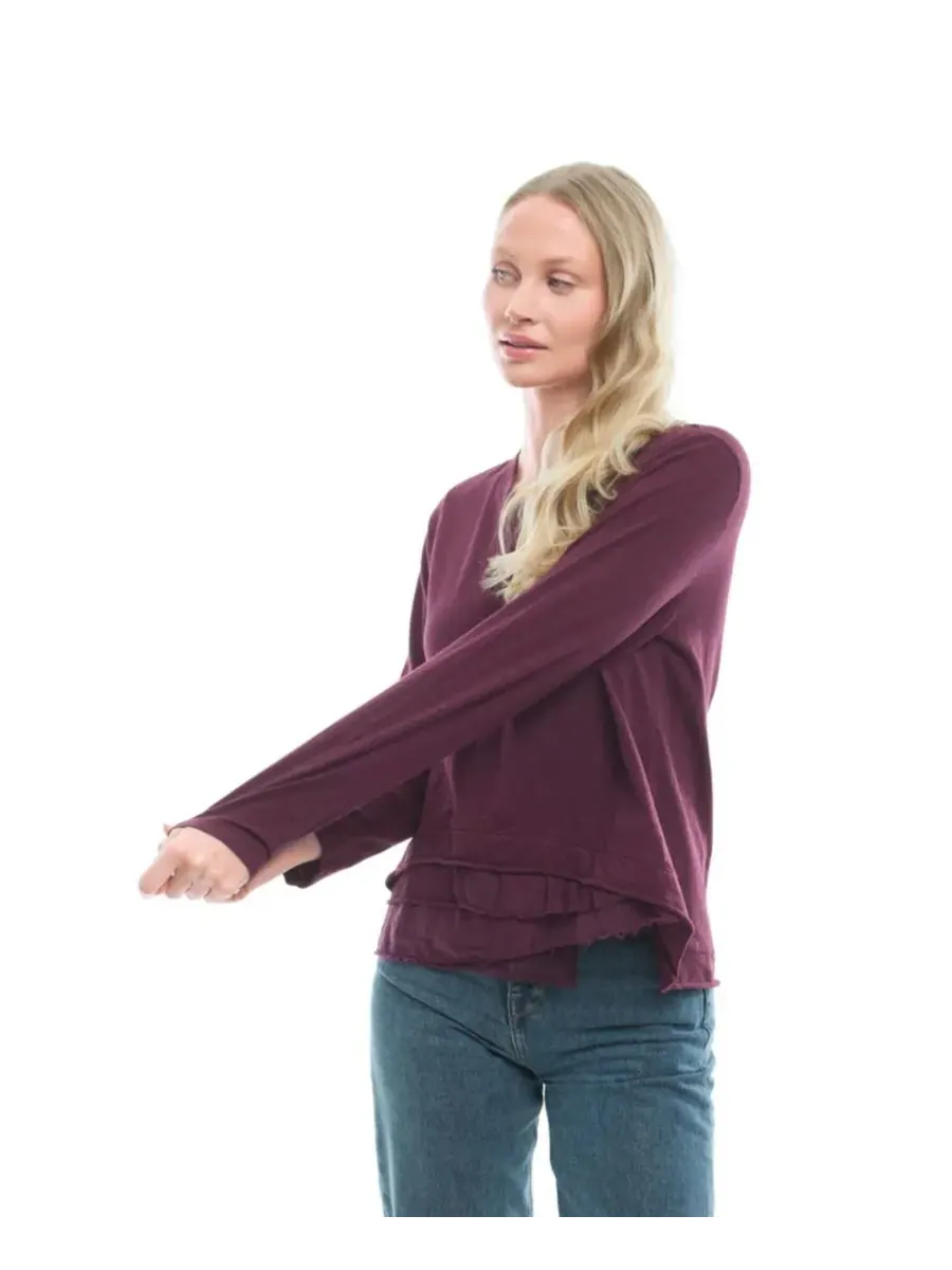 Женская футболка свободного кроя из комбинированных тканей WILT Clothing, темно-fig — изображение 4 из 4, фиолетовый