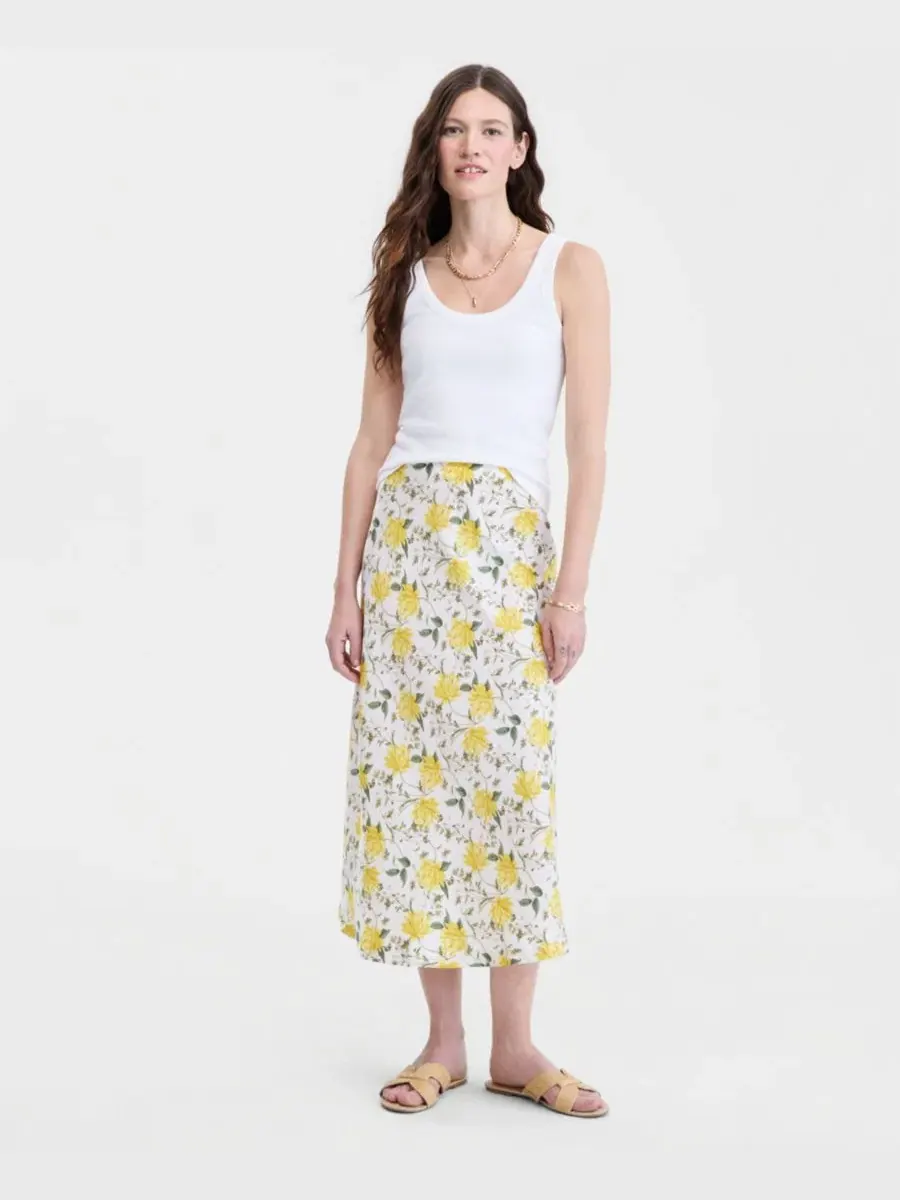 Женская юбка-слип с принтом, модель Printed Midi Slip Skirt On 34th — изображение 1 из 6, желтый